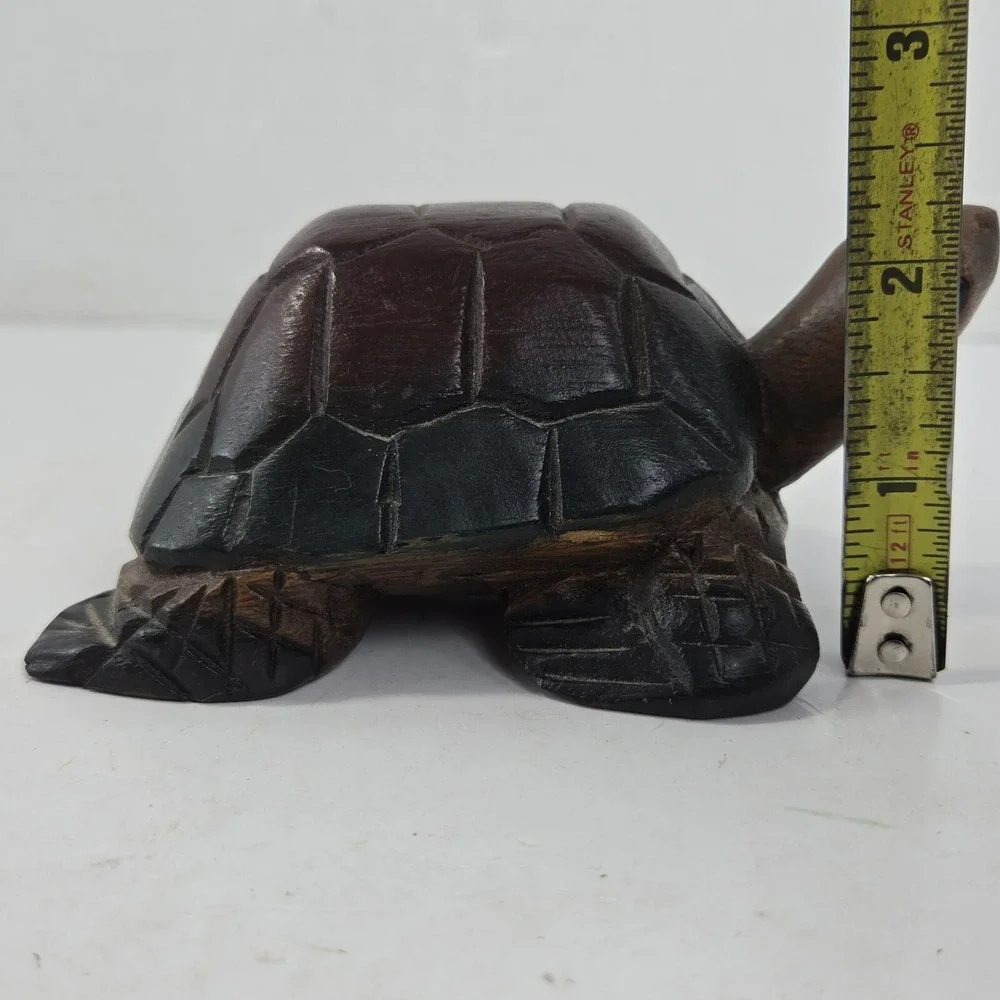 Hand Carved Wood Sea Turtle Folk Art Shelf Sitter 5x3x2.5